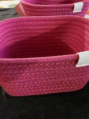 2pk - Pink Woven Storage Basket - Home Organization